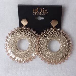 Hoop Pierce Earrings Gold Tone nOir Jewelry